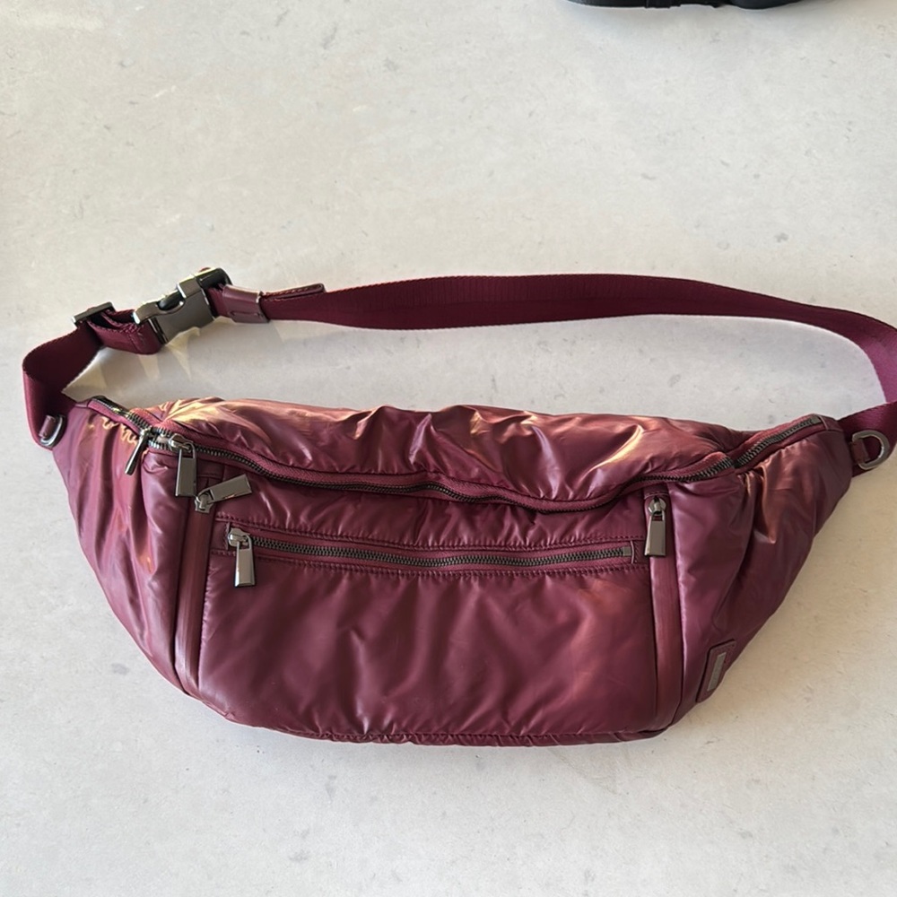 Caraa Maroon Belt Bag with Zippered Pockets
